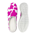 Hot Pink And White Cow Print Mesh Casual Shoes