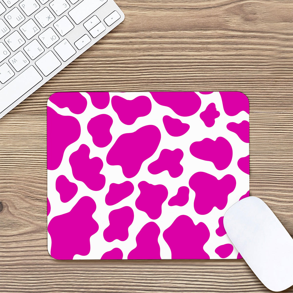 Hot Pink And White Cow Print Mouse Pad
