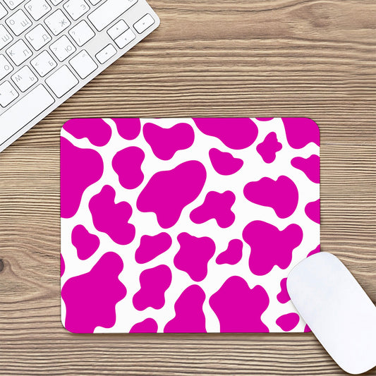 Hot Pink And White Cow Print Mouse Pad