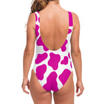 Hot Pink And White Cow Print One Piece Swimsuit