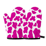Hot Pink And White Cow Print Oven Mitts