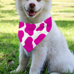 Hot Pink And White Cow Print Over The Collar Dog Bandana