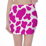 Hot Pink And White Cow Print Pencil Mini Skirt
