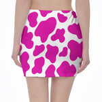 Hot Pink And White Cow Print Pencil Mini Skirt