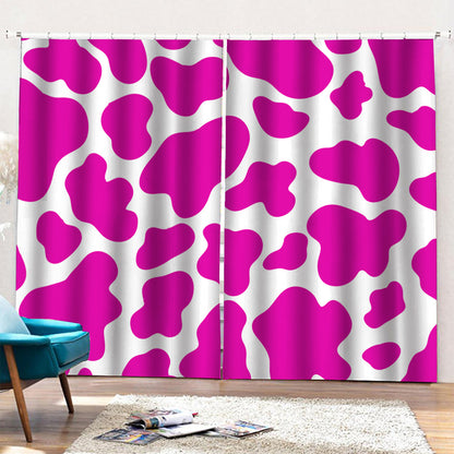 Hot Pink And White Cow Print Pencil Pleat Curtains