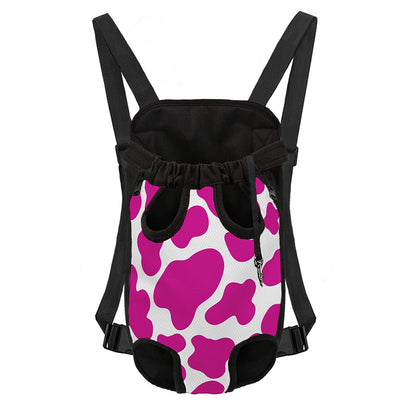 Hot Pink And White Cow Print Pet Carrier Backpack