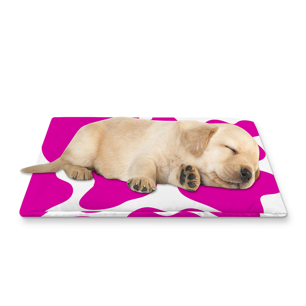 Hot Pink And White Cow Print Pet Cooling Mat Cover