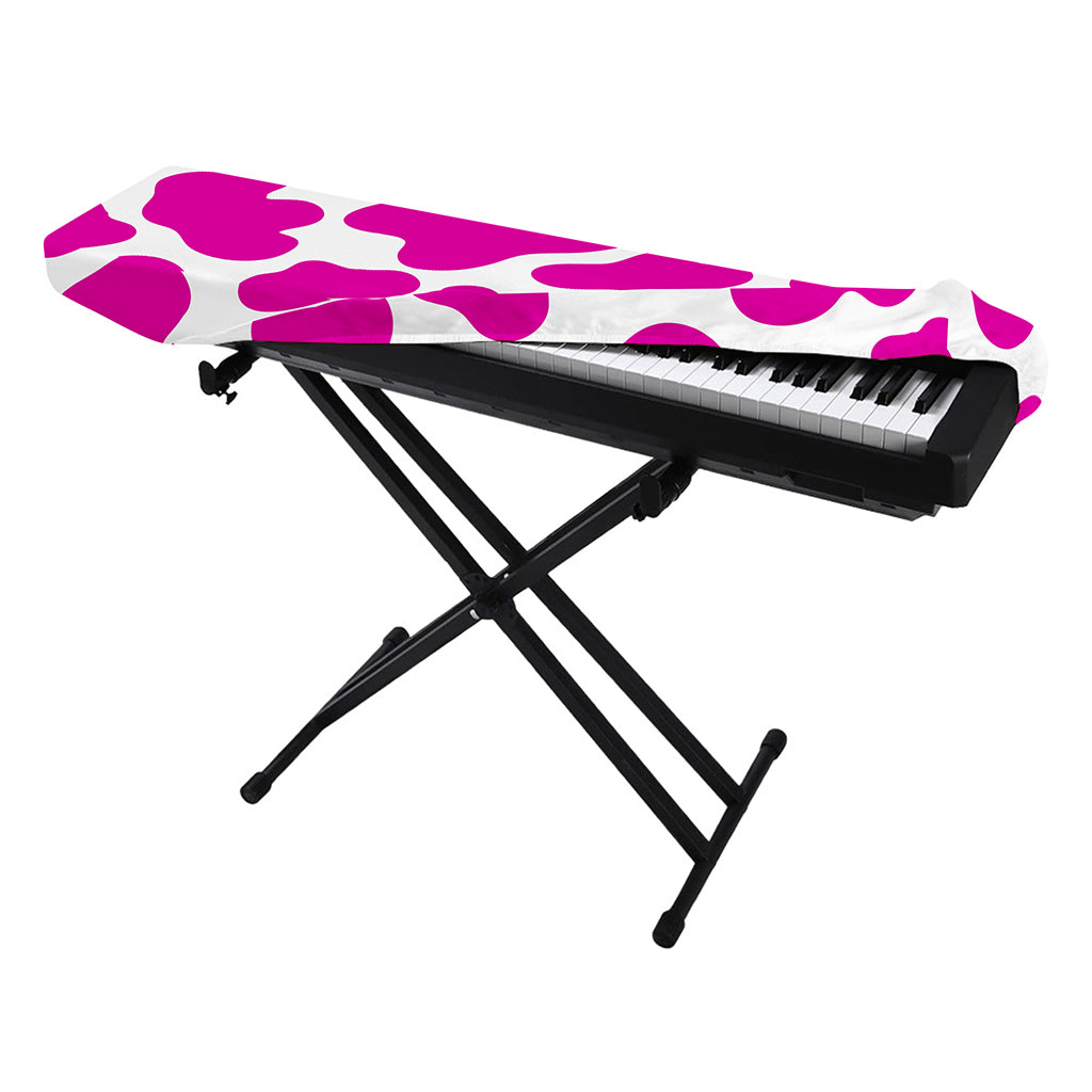 Hot Pink And White Cow Print Piano Keyboard Cover