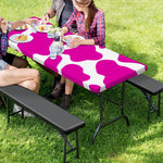 Hot Pink And White Cow Print Picnic Table Cover