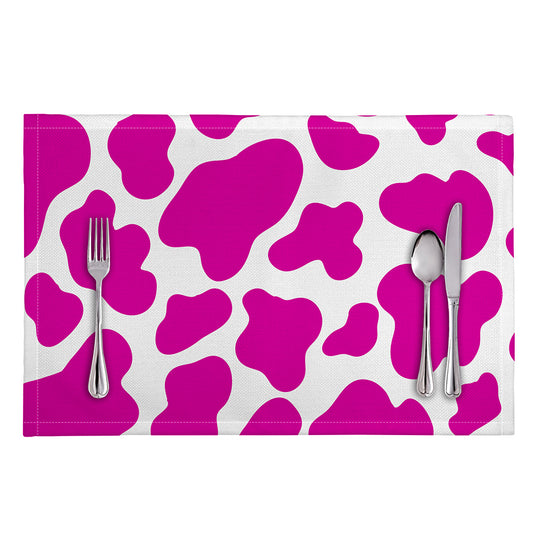 Hot Pink And White Cow Print Placemat