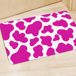 Hot Pink And White Cow Print Polyester Doormat