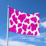 Hot Pink And White Cow Print Polyester Flag