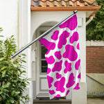Hot Pink And White Cow Print Polyester Flag
