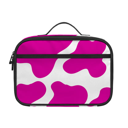Hot Pink And White Cow Print Portable Lunch Bag