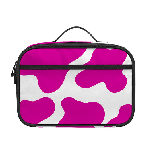 Hot Pink And White Cow Print Portable Lunch Bag