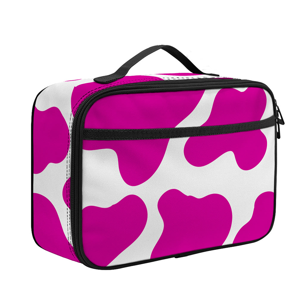 Hot Pink And White Cow Print Portable Lunch Bag