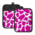Hot Pink And White Cow Print Pot Holders With Pocket