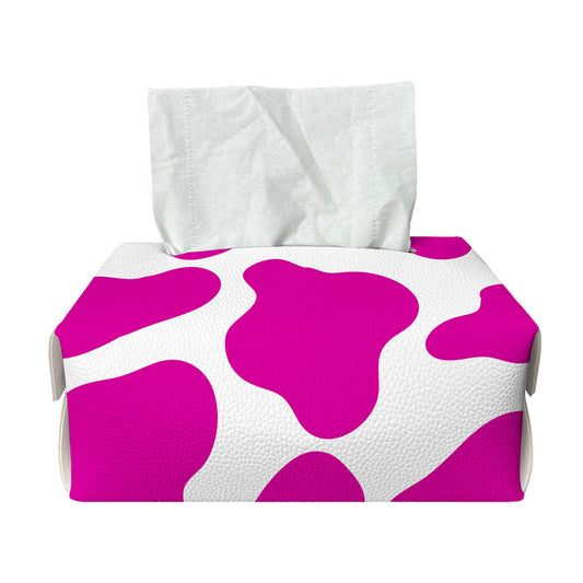 Hot Pink And White Cow Print Rectangle Tissue Box Cover