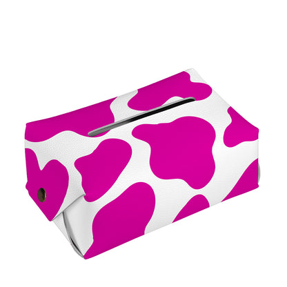 Hot Pink And White Cow Print Rectangle Tissue Box Cover