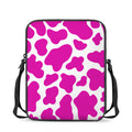 Hot Pink And White Cow Print Rectangular Crossbody Bag