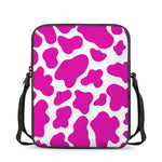 Hot Pink And White Cow Print Rectangular Crossbody Bag