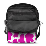 Hot Pink And White Cow Print Rectangular Crossbody Bag