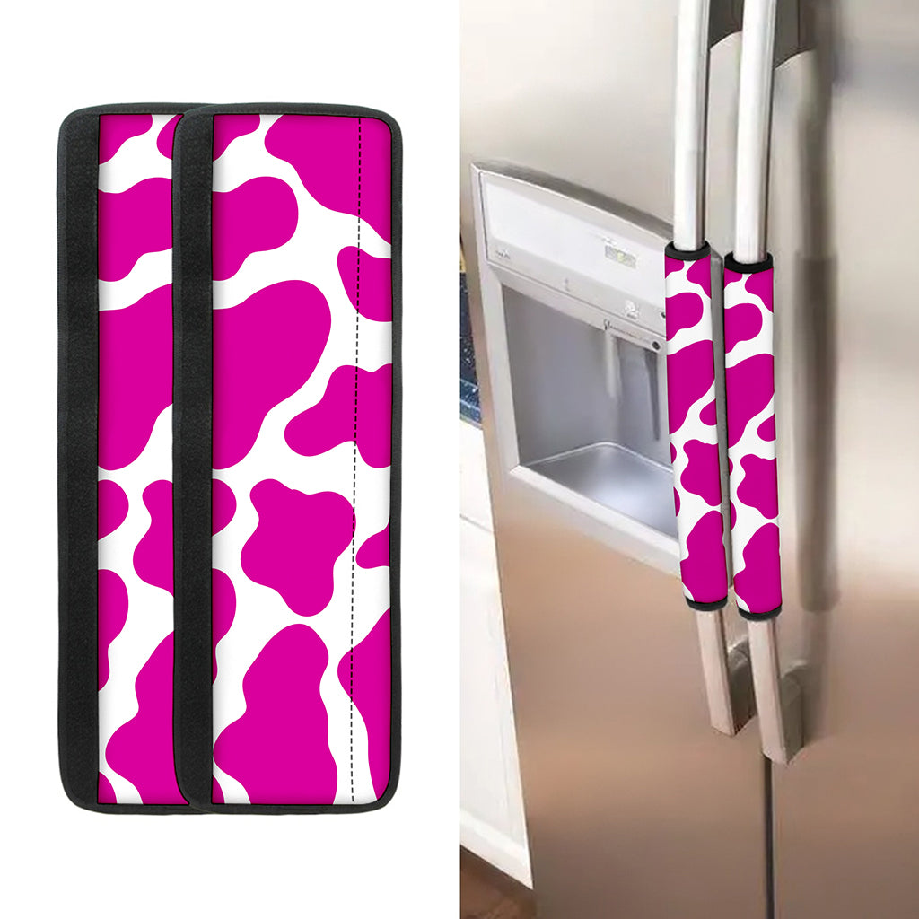 Hot Pink And White Cow Print Refrigerator Handle Covers