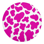 Hot Pink And White Cow Print Round Blanket