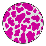 Hot Pink And White Cow Print Round Floor Mat