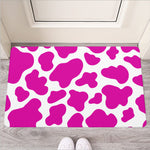 Hot Pink And White Cow Print Rubber Doormat
