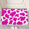 Hot Pink And White Cow Print Rubber Doormat