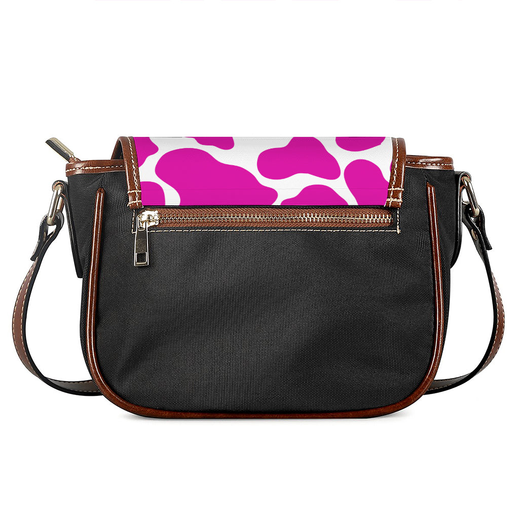 Hot Pink And White Cow Print Saddle Bag
