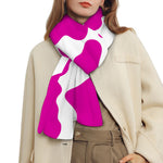 Hot Pink And White Cow Print Scarf