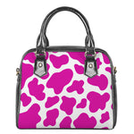Hot Pink And White Cow Print Shoulder Handbag
