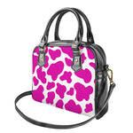 Hot Pink And White Cow Print Shoulder Handbag