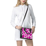 Hot Pink And White Cow Print Shoulder Handbag