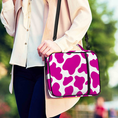 Hot Pink And White Cow Print Shoulder Strap Bible Bag