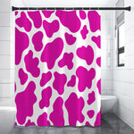 Hot Pink And White Cow Print Shower Curtain