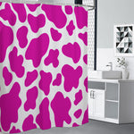 Hot Pink And White Cow Print Shower Curtain
