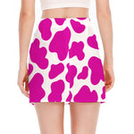 Hot Pink And White Cow Print Side Slit Mini Skirt