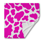 Hot Pink And White Cow Print Silk Bandana