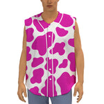 Hot Pink And White Cow Print Sleeveless Baseball Jersey