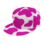 Hot Pink And White Cow Print Snapback Cap