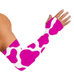 Hot Pink And White Cow Print Sun Protection Arm Sleeves
