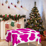 Hot Pink And White Cow Print Tablecloth