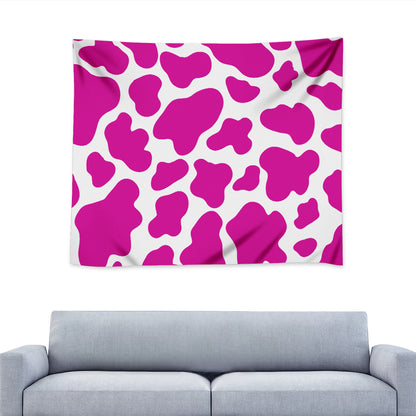 Hot Pink And White Cow Print Tapestry