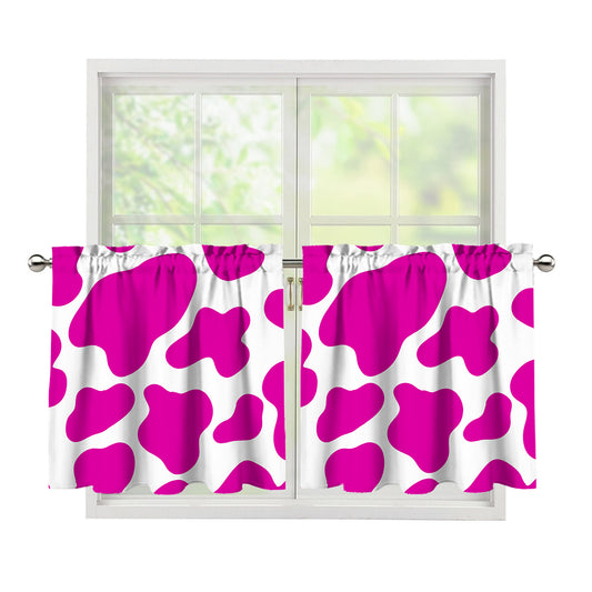 Hot Pink And White Cow Print Tier Curtains