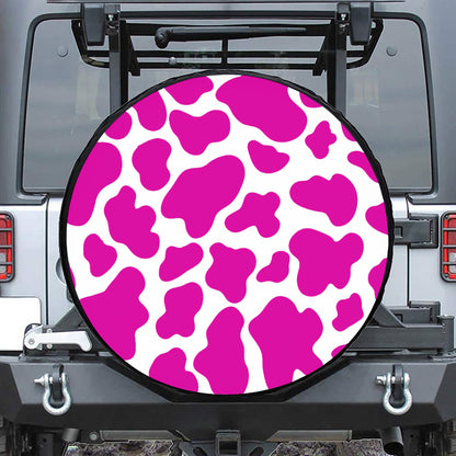 Hot Pink And White Cow Print Tire Cover