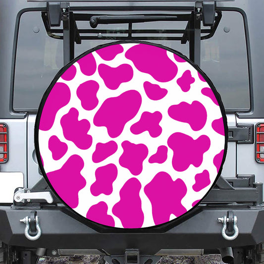 Hot Pink And White Cow Print Tire Cover