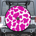Hot Pink And White Cow Print Tire Cover With Camera Hole